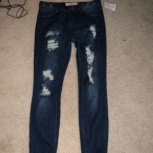 The Greyson Dark Wash Destroyed Jeans - Pink Lily